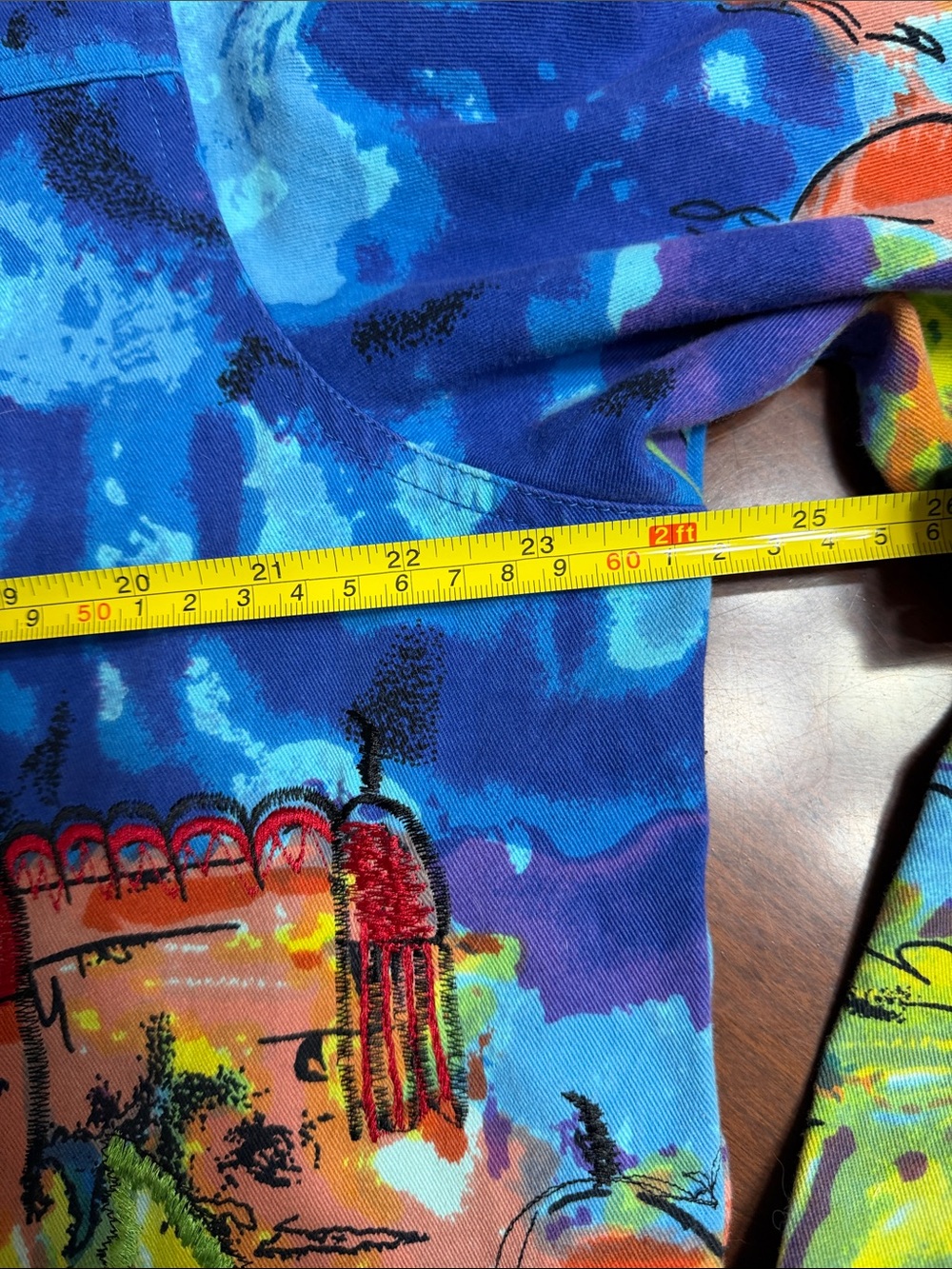 Laura Ashley Blue Multicolor Scenic Button-Front Jean Jacket - Picture 14 of 16